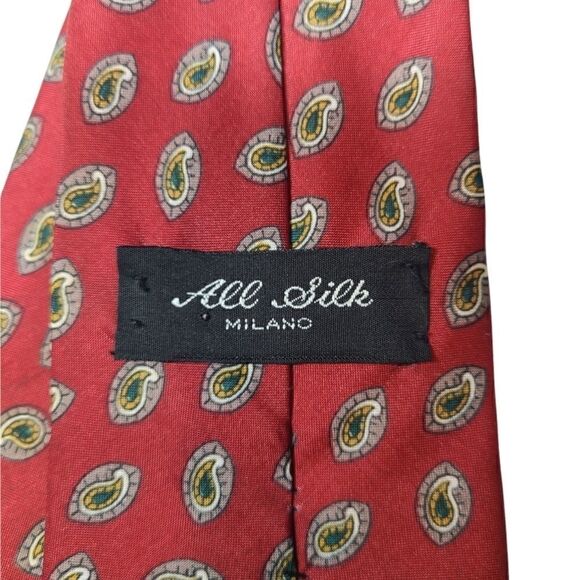 Milano Silk Neck Tie burgundy paisley - Picture 3 of 3